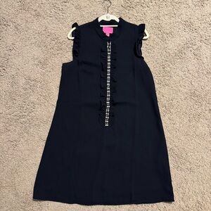 EUC Lilly Pulitzer Adalee dress, sz 12. Black with pearl detail, zip front